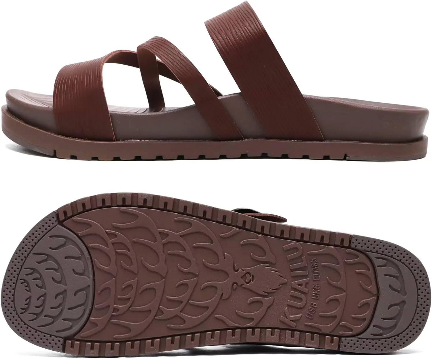 KuaiLu Womens Orthopedic Sandals With Comfortable Arch Support Cushion Yoga Mat Slides Fashion Summer Beach Flat Sandles Adjustable Open Toe Travel Outdoor Plantar Fasciitis Flip Flops US Size 5-11