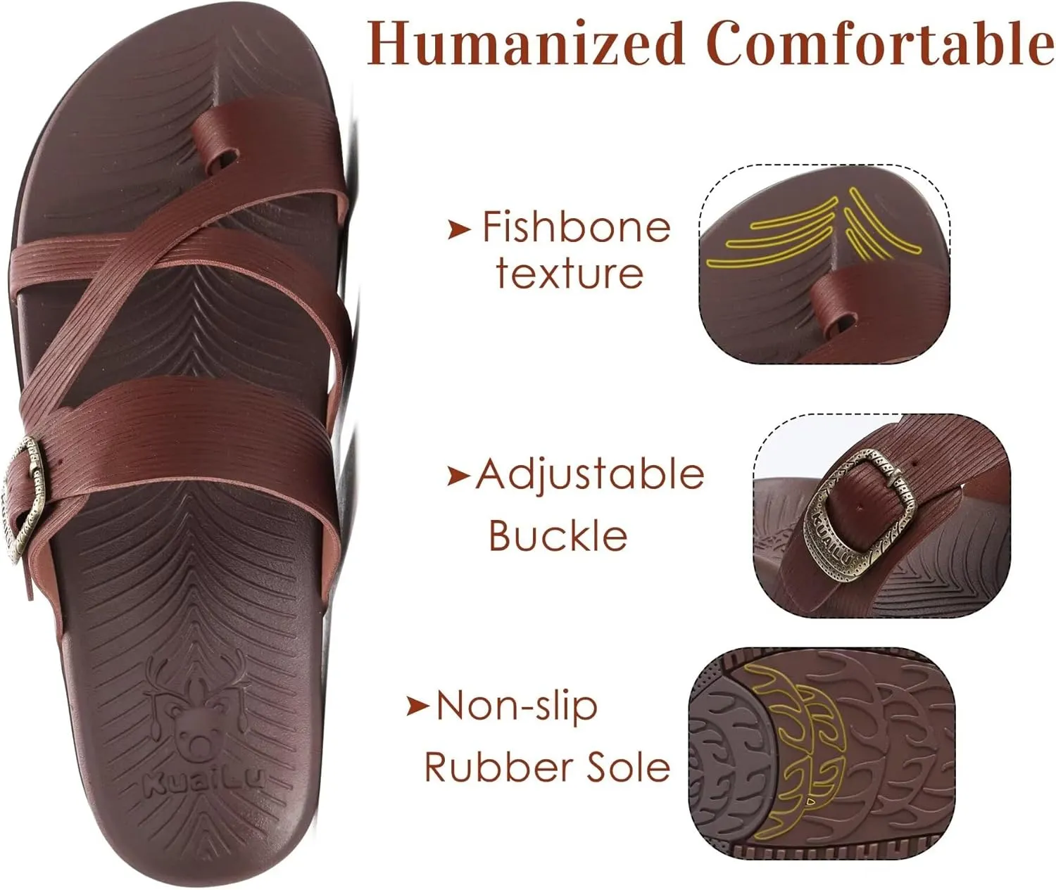 KuaiLu Womens Orthopedic Sandals With Comfortable Arch Support Cushion Yoga Mat Slides Fashion Summer Beach Flat Sandles Adjustable Open Toe Travel Outdoor Plantar Fasciitis Flip Flops US Size 5-11