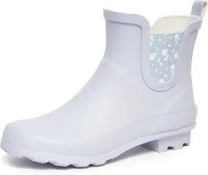Laura Ashley Ladies Mid Cut Ankle Height Rubber Rain Boots, Lightweight Waterproof Booties for Women