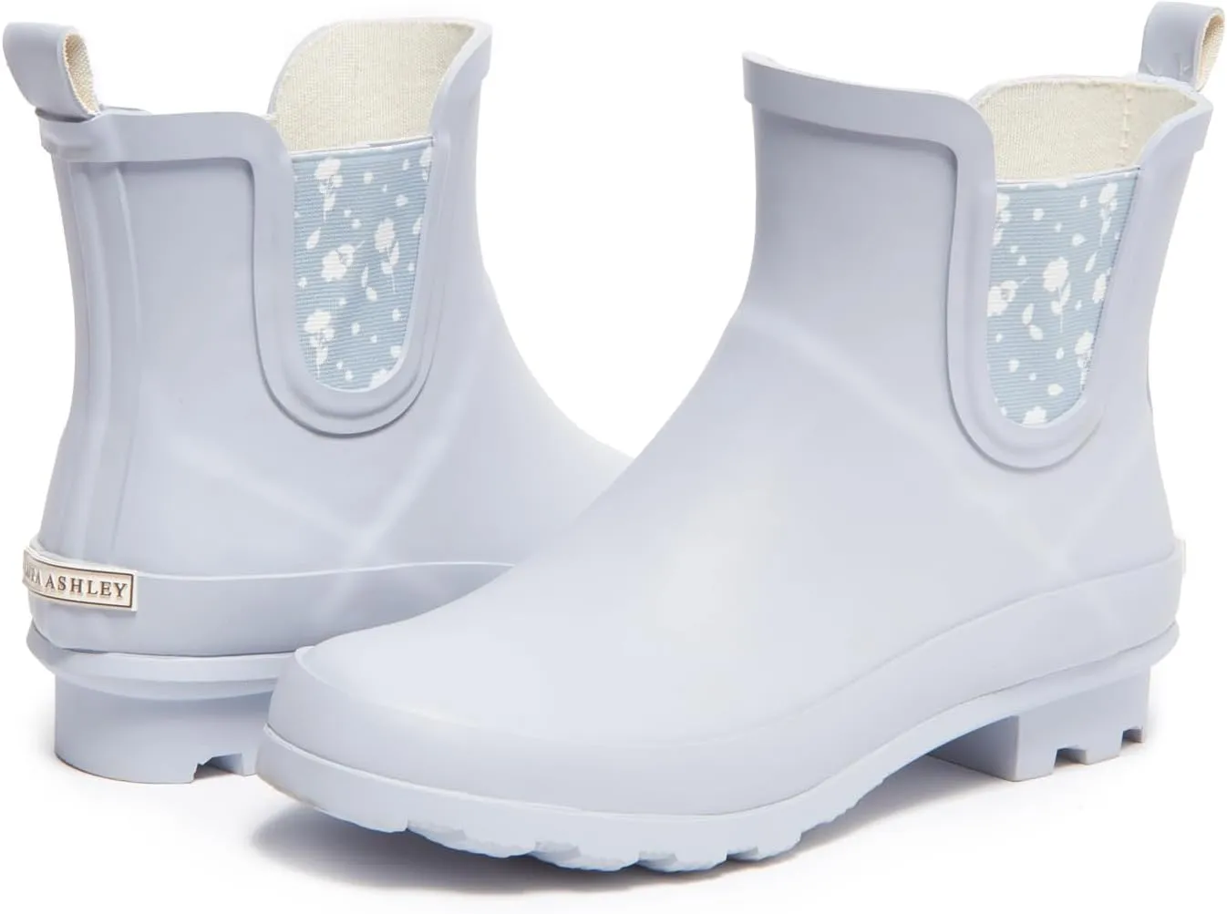 Laura Ashley Ladies Mid Cut Ankle Height Rubber Rain Boots, Lightweight Waterproof Booties for Women