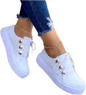 Lausiuoe Shoes For Women Sneakers Trendy Low Top Casual Fashion Leather Comfortable Soft Non-Slip Walking Flat Loafers