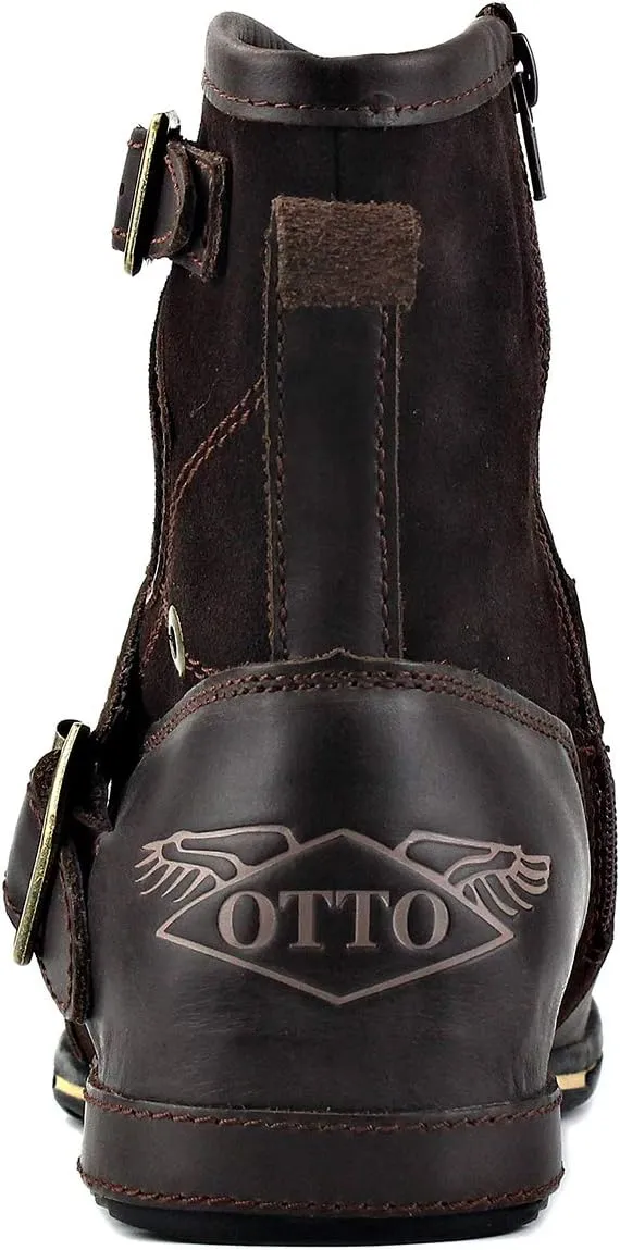 Leather Casual Motorcycle Combat Hiking Dress Ankle Boots for Men with Side Zipper CD-5008-1-N-S