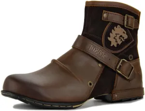 Leather Casual Motorcycle Combat Hiking Dress Ankle Boots for Men with Side Zipper
