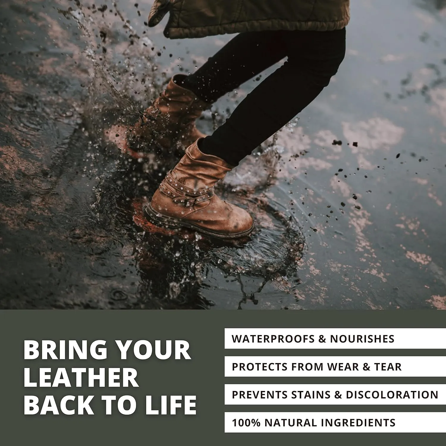 Leather Waterproofer - 2oz - Waterproof your Boots, Shoes, Purses, Jackets, Belts, Hats - Protects Leathers from Snow, Rain, Dirt and Mud - Natural Ingredients - Non-Aerosol - Made in USA