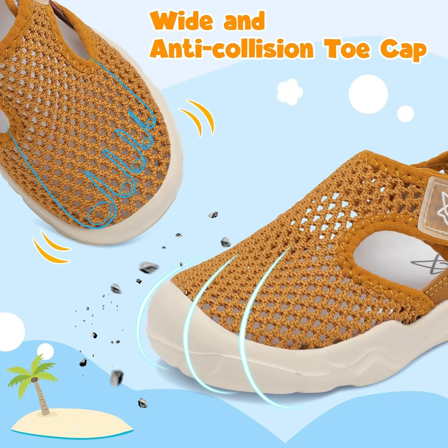 LeIsfIt Toddler Sandals Boys Girls Wide Sandals Kids Water Sandals Barefoot Water Shoes for Beach Swim Lightweight Closed Toe Summer Sandals