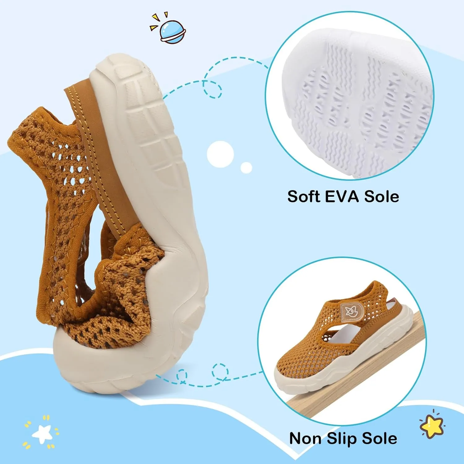 LeIsfIt Toddler Sandals Boys Girls Wide Sandals Kids Water Sandals Barefoot Water Shoes for Beach Swim Lightweight Closed Toe Summer Sandals