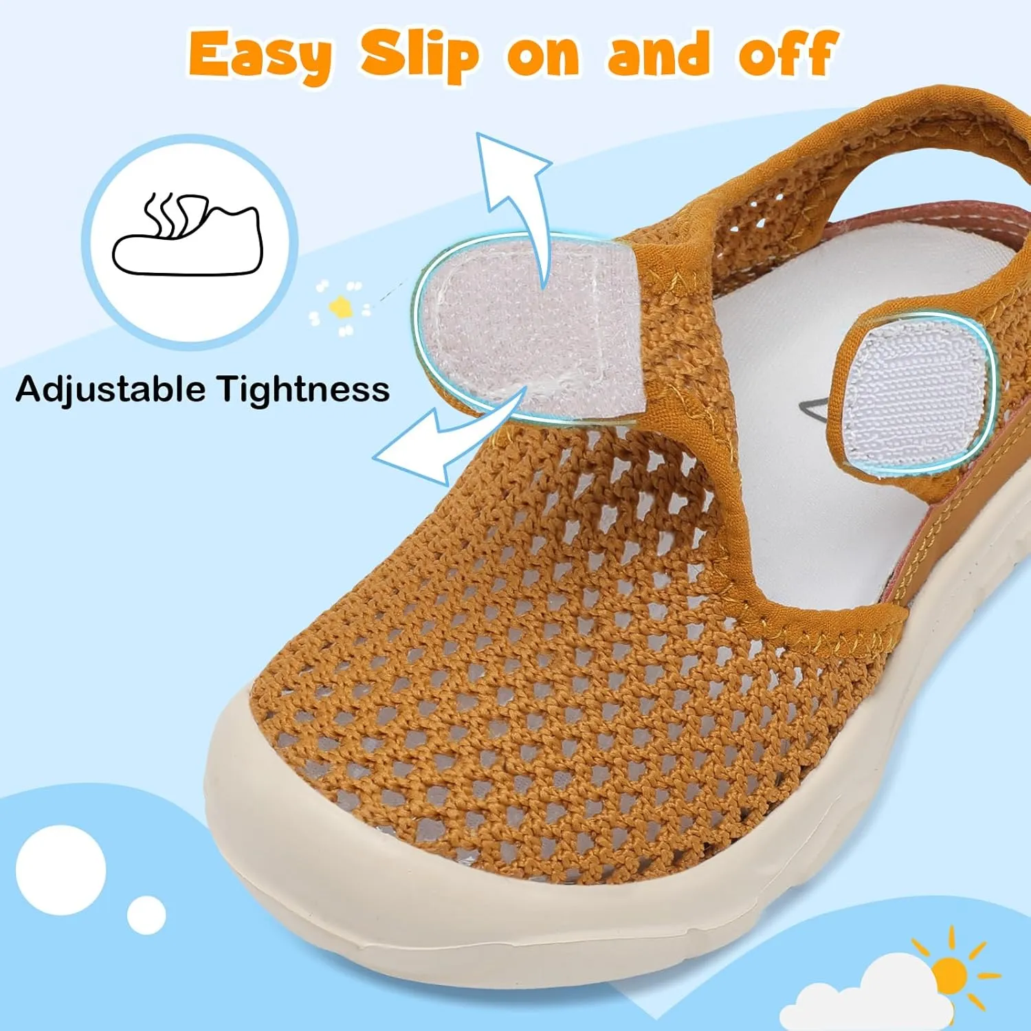 LeIsfIt Toddler Sandals Boys Girls Wide Sandals Kids Water Sandals Barefoot Water Shoes for Beach Swim Lightweight Closed Toe Summer Sandals