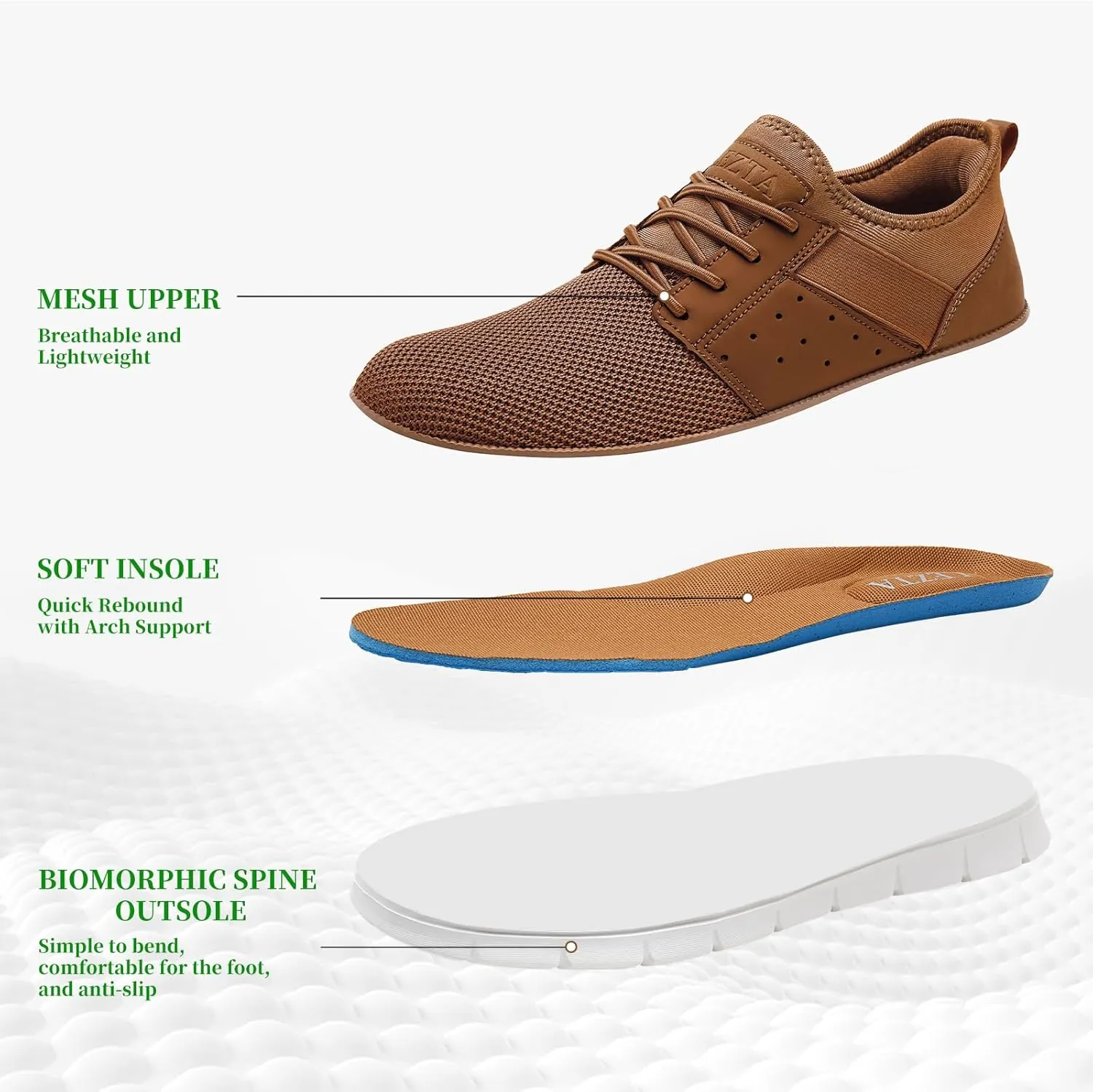 LEZTA Men‘s Casual Shoes Fashion Sneakers Quickly Put on Men's Dress Shoes Lightweight Breathable Mesh Oxfords Walking Shoes