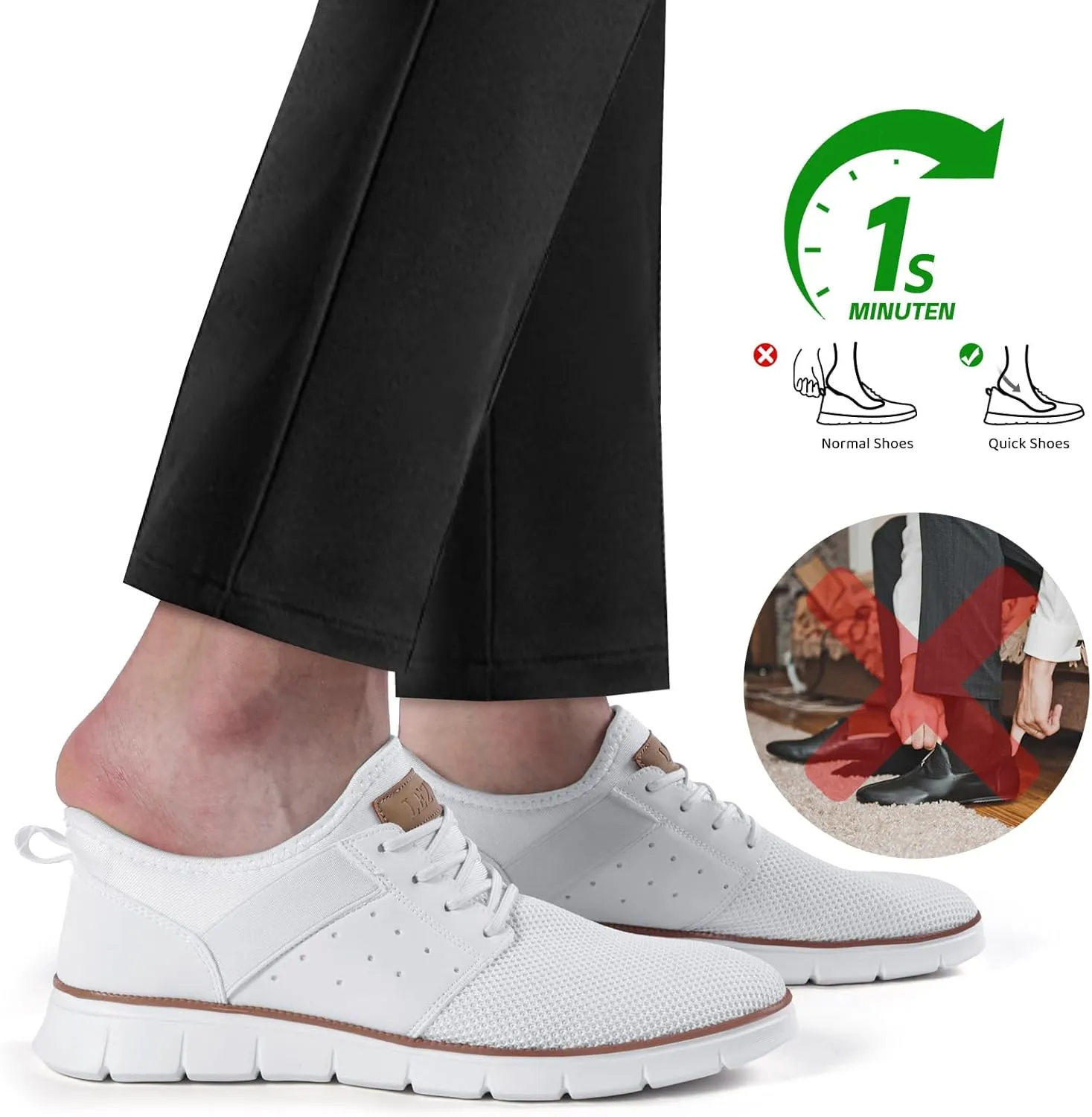 LEZTA Men‘s Casual Shoes Fashion Sneakers Quickly Put on Men's Dress Shoes Lightweight Breathable Mesh Oxfords Walking Shoes