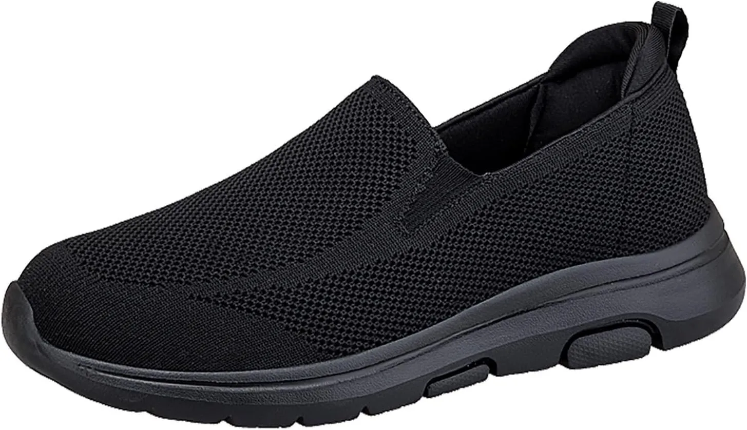 Lightweight Work Shoes for Men Lightweight Breathable Walking Shoe Gym Tennis Hook and Loop Orthopedic Sneakers