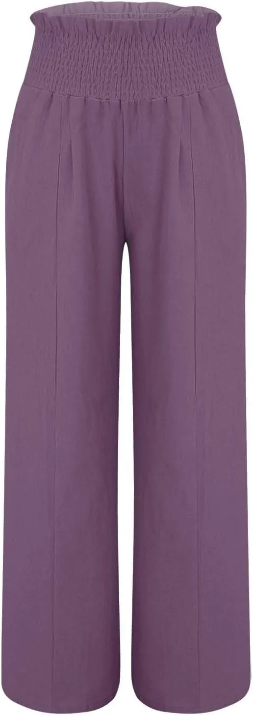 Linen Cargo Pants Women Summer Linen Pants Pants Wide Leg Long Pant Trousers with Pocket Womens Linen Pants Straight Leg