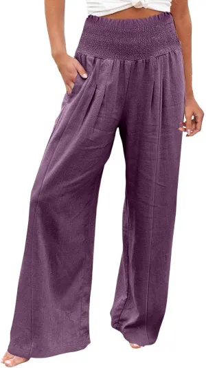 Linen Cargo Pants Women Summer Linen Pants Pants Wide Leg Long Pant Trousers with Pocket Womens Linen Pants Straight Leg