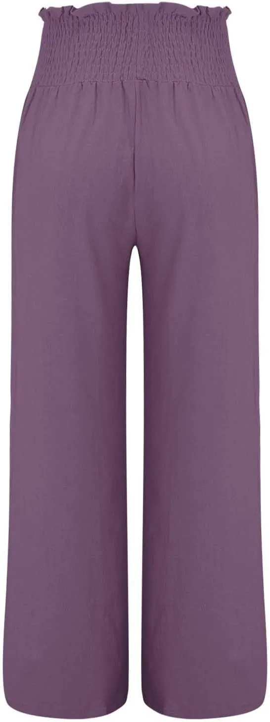 Linen Cargo Pants Women Summer Linen Pants Pants Wide Leg Long Pant Trousers with Pocket Womens Linen Pants Straight Leg