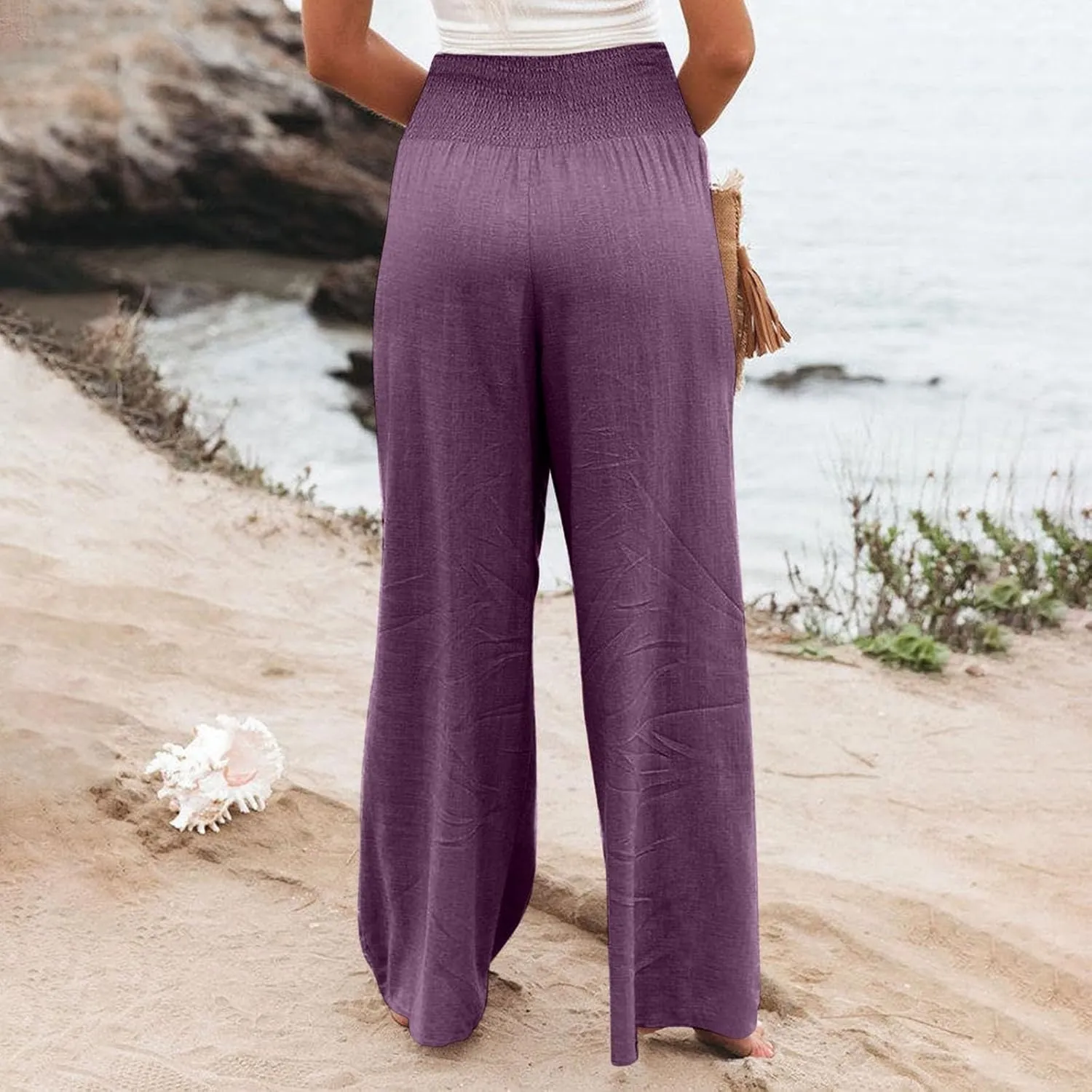 Linen Cargo Pants Women Summer Linen Pants Pants Wide Leg Long Pant Trousers with Pocket Womens Linen Pants Straight Leg