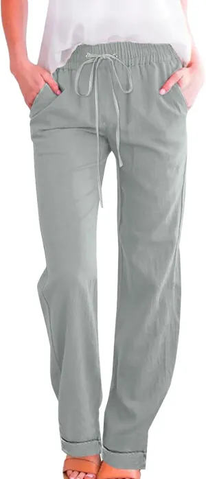 Linen Clothing for Women Linen Clothing Linen Loose Casual Drawstring Wide Leg Linen Trousers Women Linen Outfit Women
