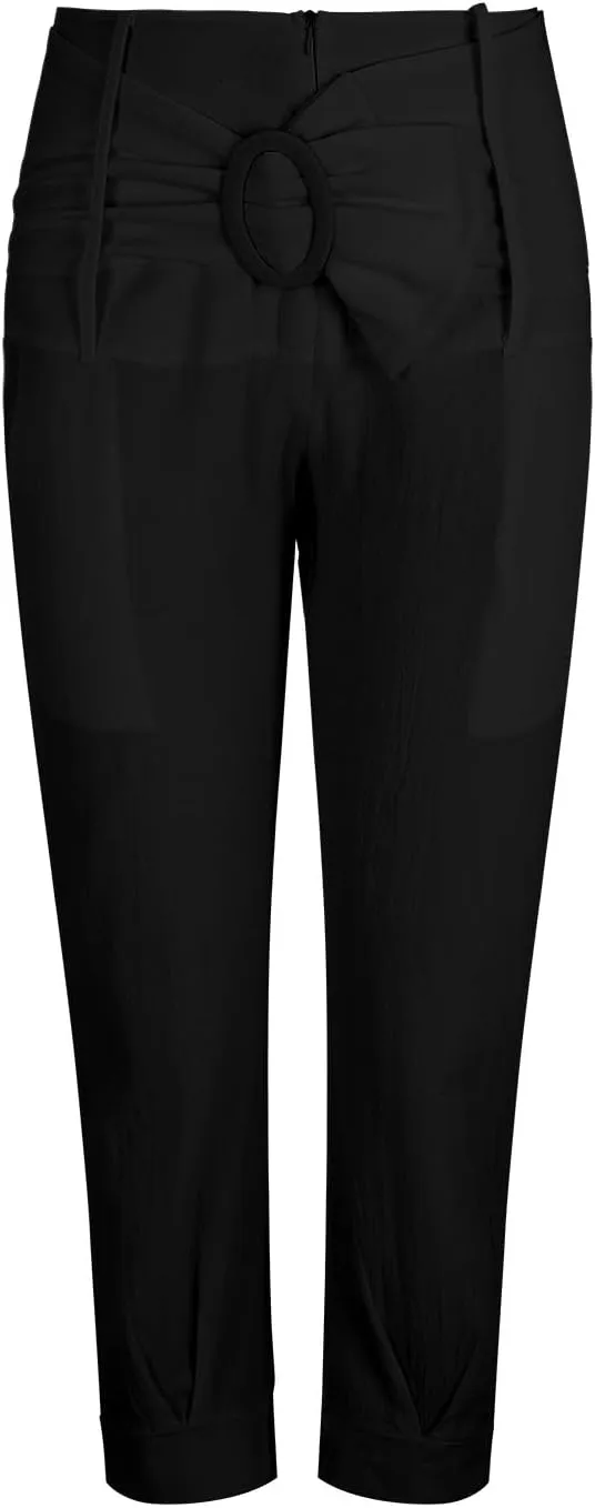 Linen Pants for Women Plus Size Linen Pants Ankle Cropped Trouser with Pockets Linen Pull On Pants for Women