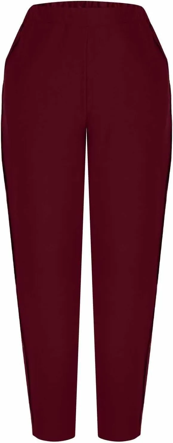 Linen Pants Women Long Womens Linen Pant Mid Waist Cotton Linen Casual Slacks Women's Linen Pants with Pockets