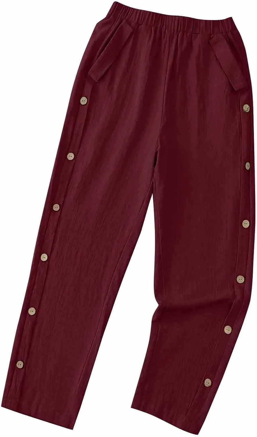 Linen Pants Women Long Womens Linen Pant Mid Waist Cotton Linen Casual Slacks Women's Linen Pants with Pockets