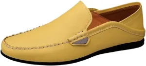 Loafers for Men Simple Moccasins Shoes Leather Flexible Flat Heel Wedding Slip On