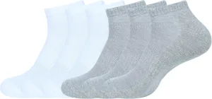 LONDON Women's Ankle Socks Running Athletic Cotton Loafers Shoes Casual Wear|Sports Gym Active Everyday Sock, Pack of 6 Socks, Color - 3 White, 3 Grey, Size - 6 to 9