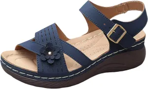 Low Wedge Heels for Women Open Toe Comfortable Arch Support Slip on Casual Summer Walking Air Cushion Arch Support Adjustable Ankle Strap Breathable 2025 Fashion Sandals