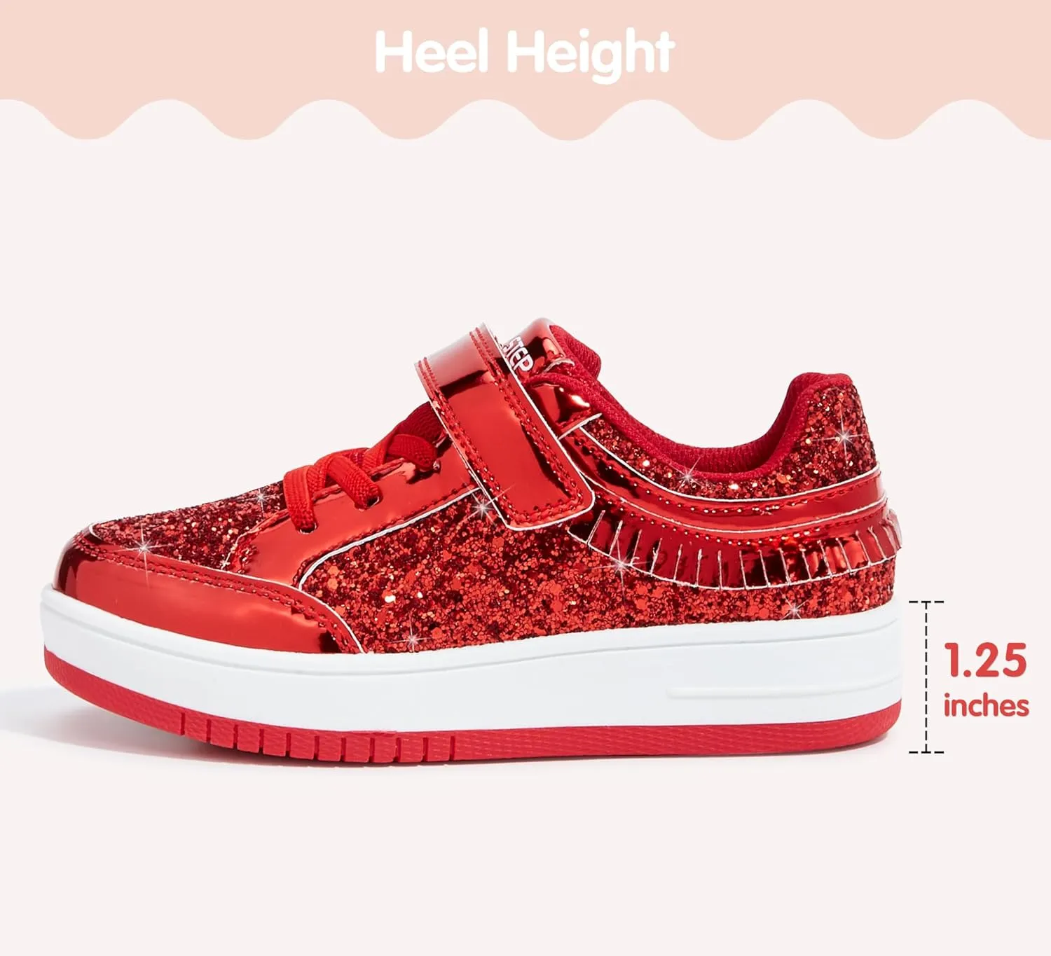 LUCKY STEP Kid's Glitter Fashion Sneakers Girls Sparkly Tennis School Slip On Shoes Walking Casual Party Dress Shoes for Toddler Children