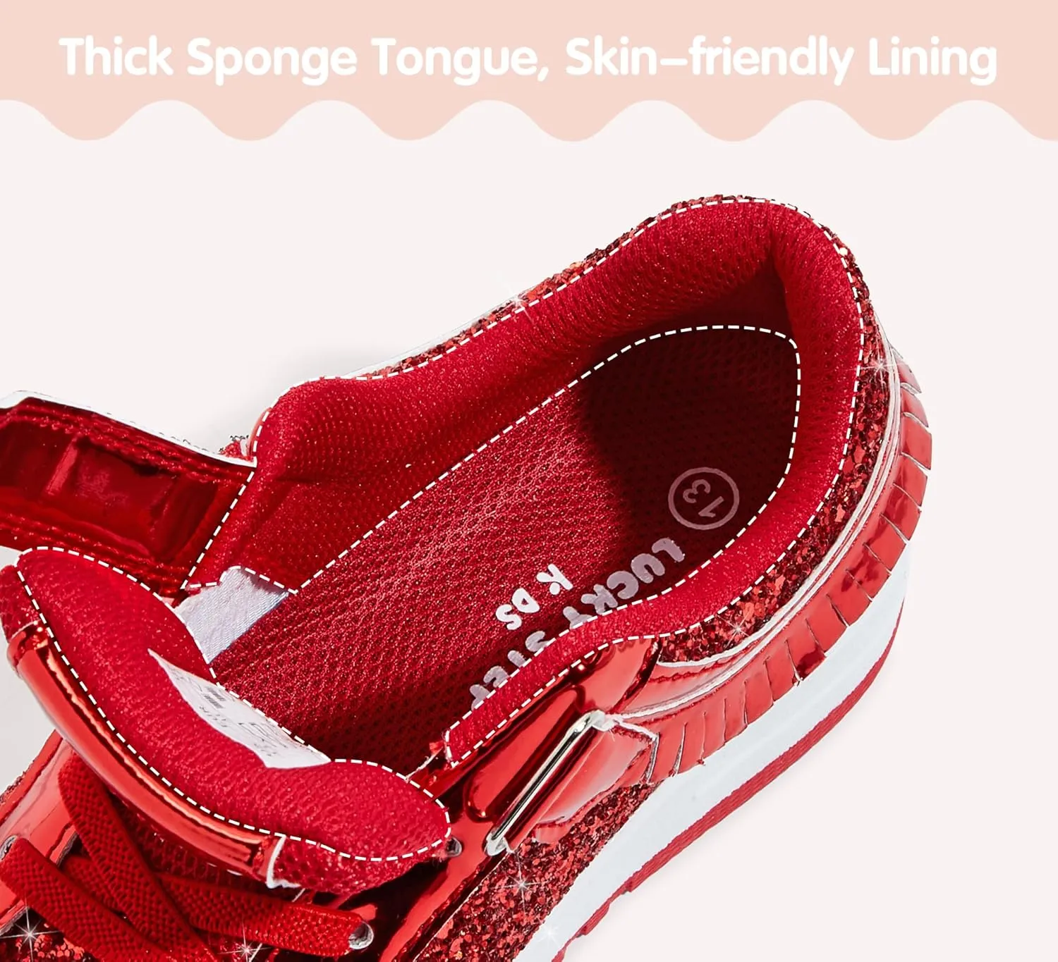 LUCKY STEP Kid's Glitter Fashion Sneakers Girls Sparkly Tennis School Slip On Shoes Walking Casual Party Dress Shoes for Toddler Children
