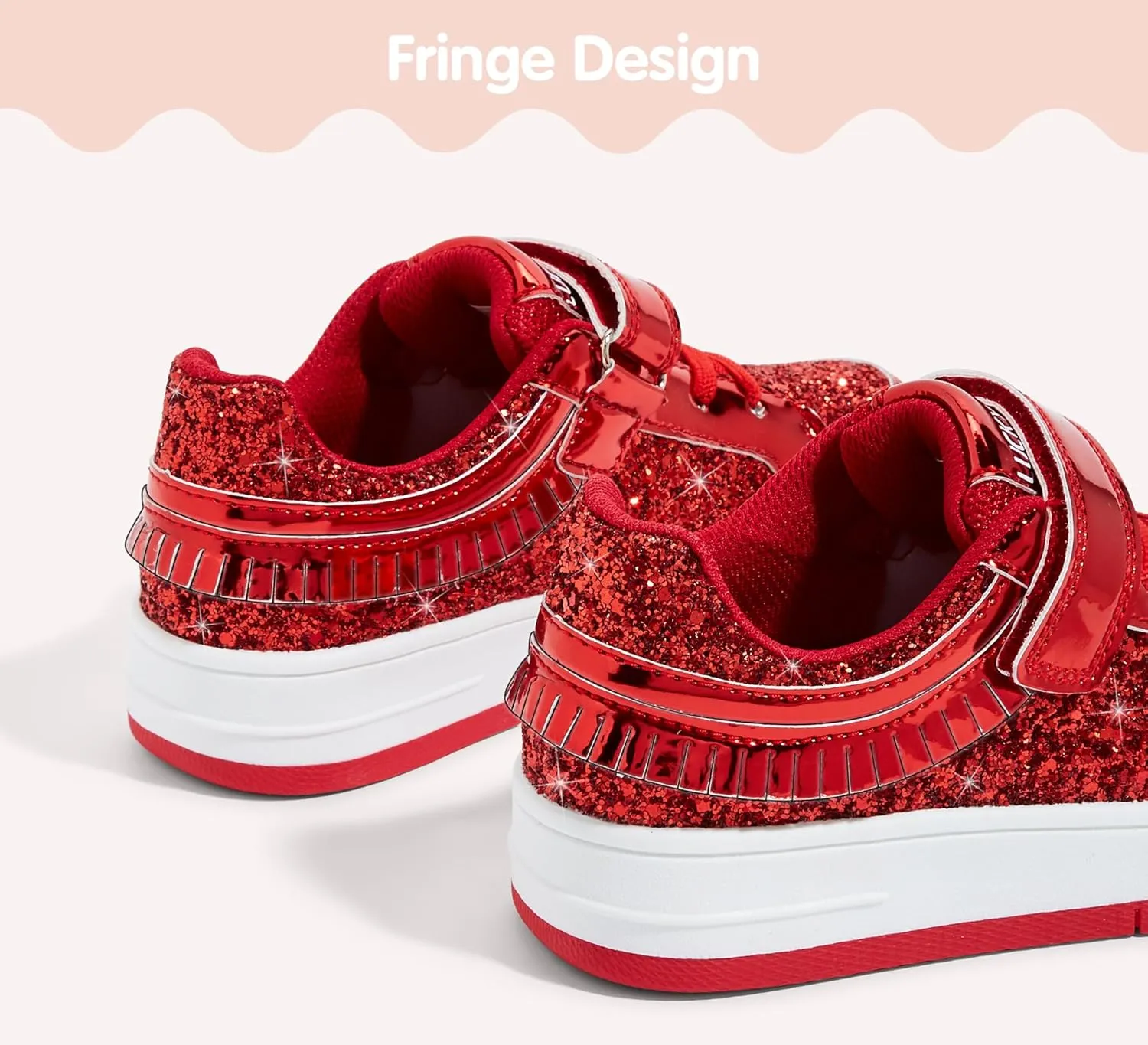 LUCKY STEP Kid's Glitter Fashion Sneakers Girls Sparkly Tennis School Slip On Shoes Walking Casual Party Dress Shoes for Toddler Children