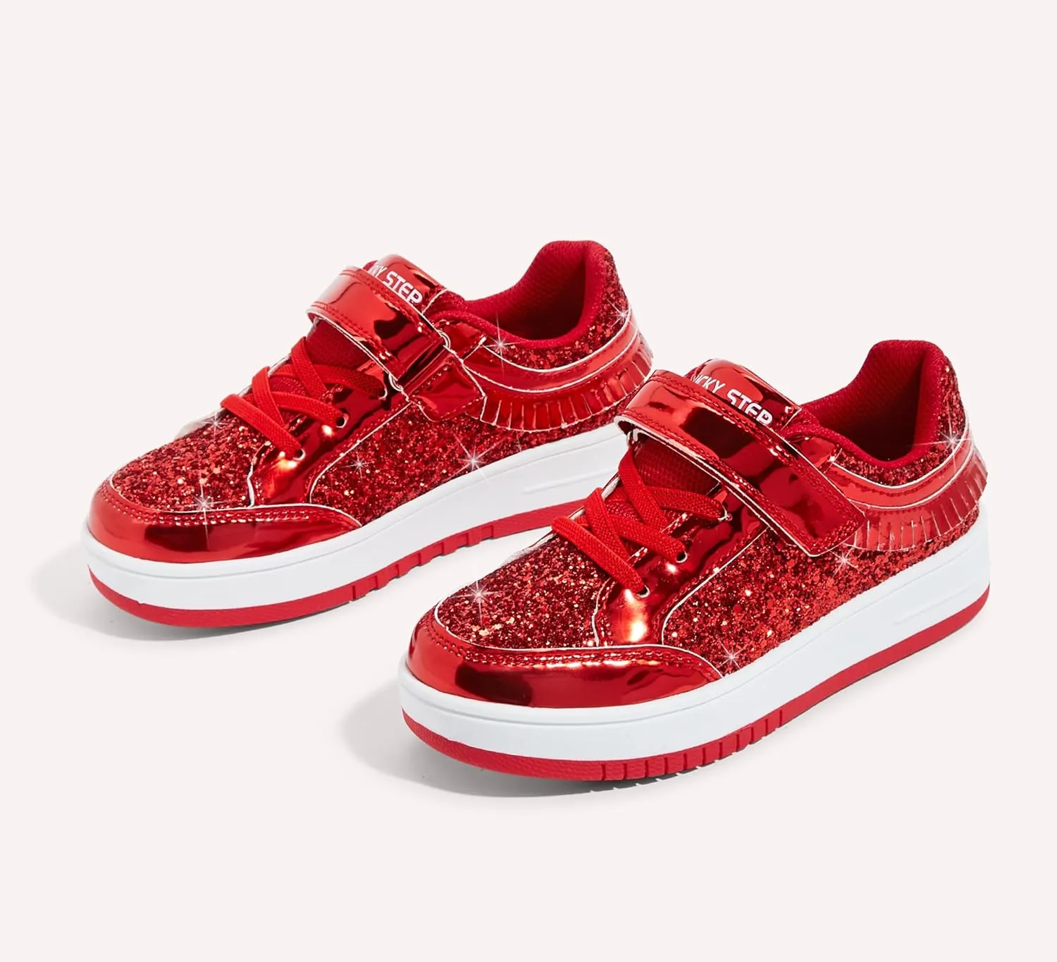 LUCKY STEP Kid's Glitter Fashion Sneakers Girls Sparkly Tennis School Slip On Shoes Walking Casual Party Dress Shoes for Toddler Children