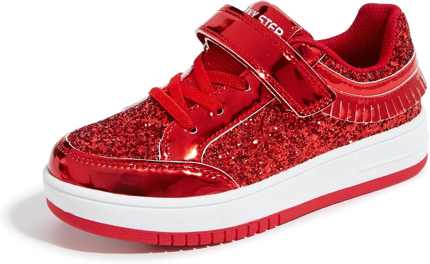 LUCKY STEP Kid's Glitter Fashion Sneakers Girls Sparkly Tennis School Slip On Shoes Walking Casual Party Dress Shoes for Toddler Children