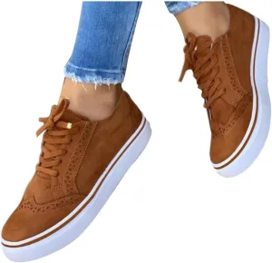 Masbird Sneakers for Women High Top Fashion Sneakers for Women Womens Canvas Sneakers Low Top Lace Up Slip on Walking Shoes Canvas Casual Running Shoes Brown