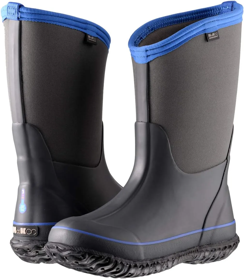 MCIKCC Kids Rubber Rain Boots, Waterproof Solid Classic Pull On Snow Wellies Boot for Children Toddler Boys Girls
