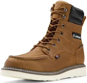Men 8" Waterproof Soft Toe Work Boots,EH Construction Industrial Leather Lace Up Moc Toe Safety Work Boot, Oil/Slip Resistant Comfortable Wedge Outsole,Goodyear Welt,zapatos de trabajo para hombre
