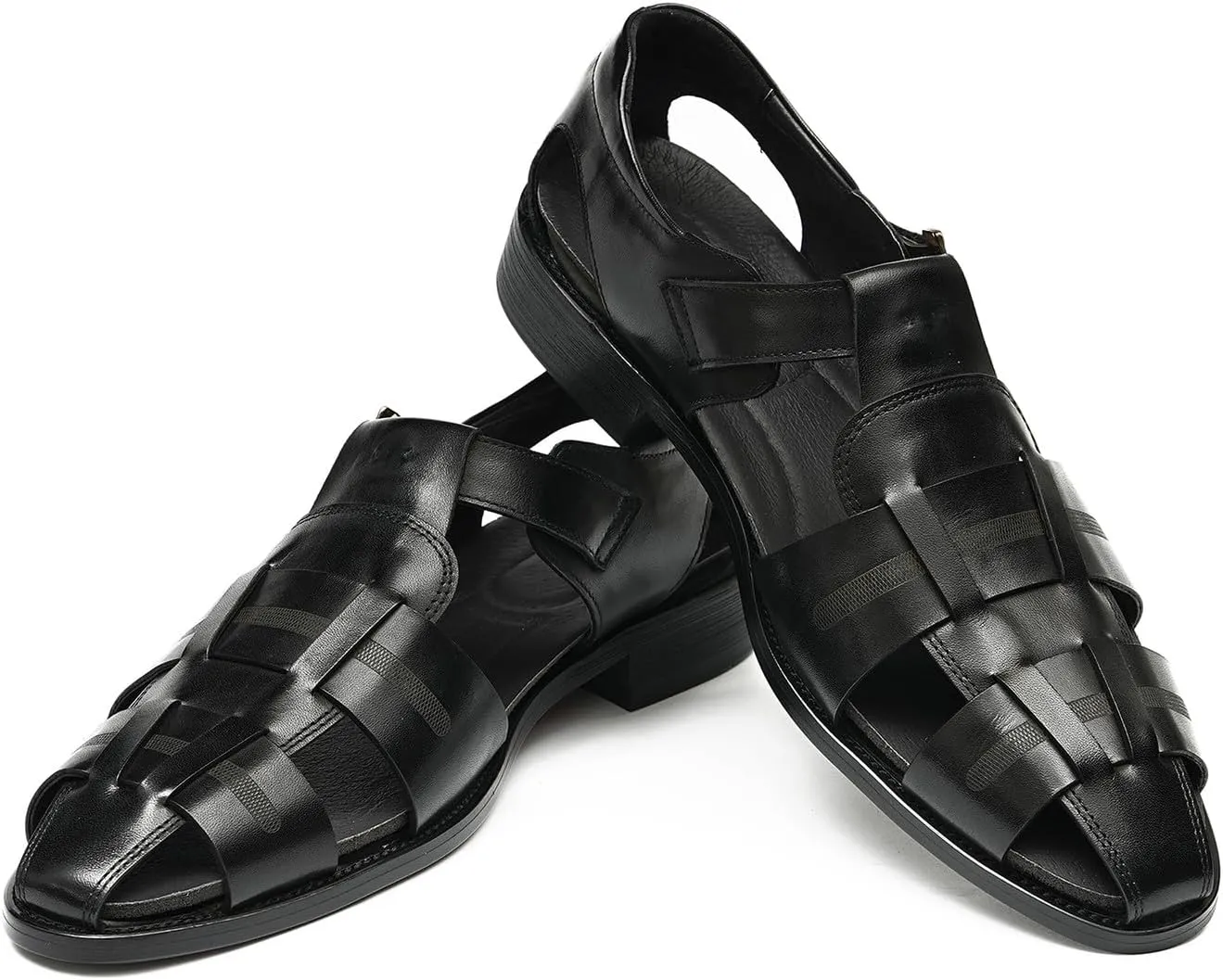 Men抯 Genuine Leather Fisherman Sandals ?Adjustable Buckle, Open-Toe Design, Comfortable & Stylish for Summer, Casual Wear, Outdoor Activities, & All-Day Comfort
