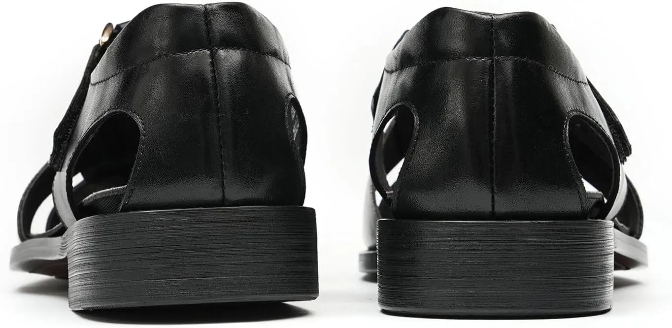 Men抯 Genuine Leather Fisherman Sandals ?Adjustable Buckle, Open-Toe Design, Comfortable & Stylish for Summer, Casual Wear, Outdoor Activities, & All-Day Comfort