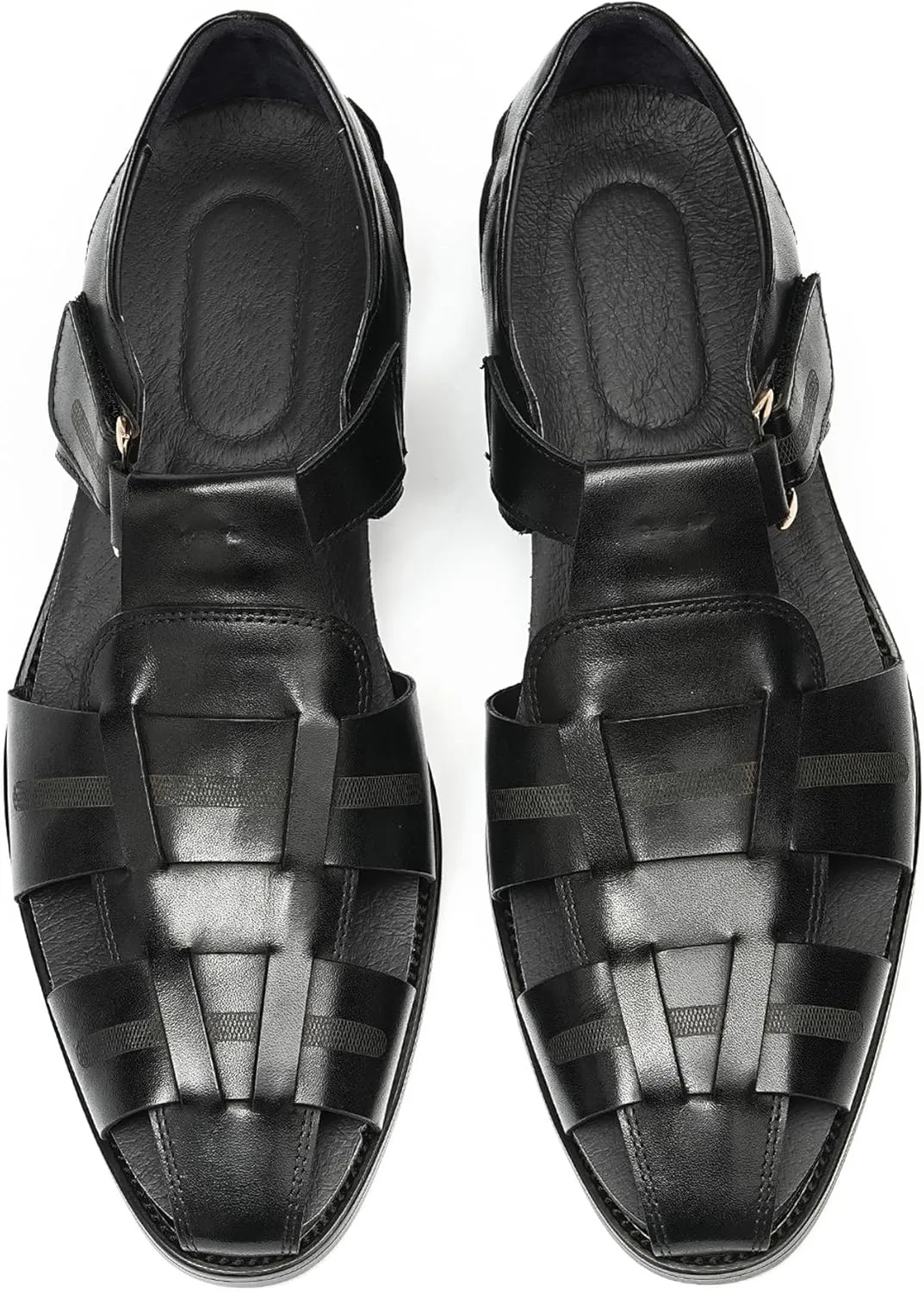 Men抯 Genuine Leather Fisherman Sandals ?Adjustable Buckle, Open-Toe Design, Comfortable & Stylish for Summer, Casual Wear, Outdoor Activities, & All-Day Comfort