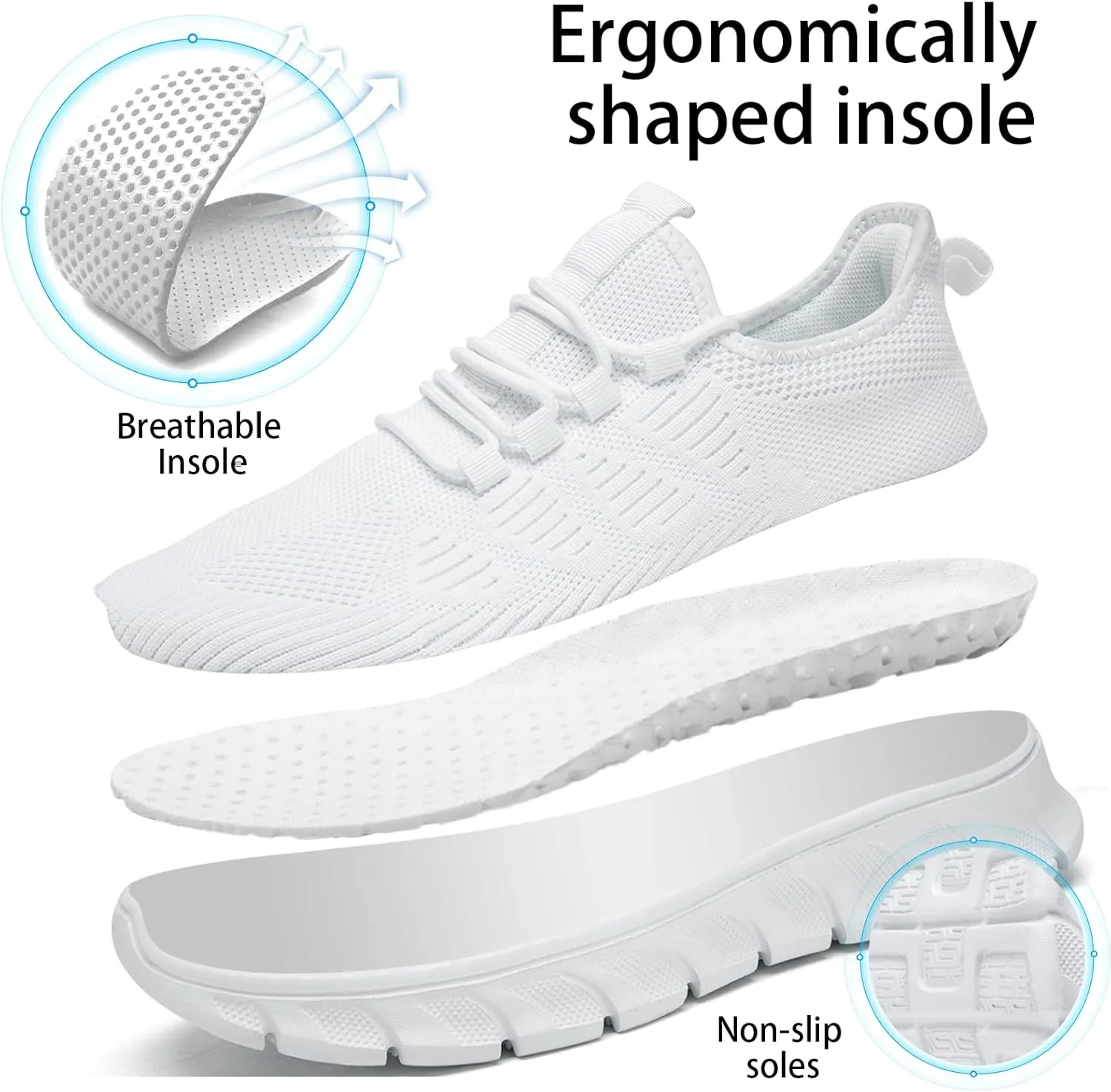 Men Tennis Shoes Running Shoes - Gym Sneakers Shoes Walking Workout Shoes Non Slip Walking Athletic Slip on Breathable Mesh Comfortable Lightweight Casual Fashion Sports Shoes