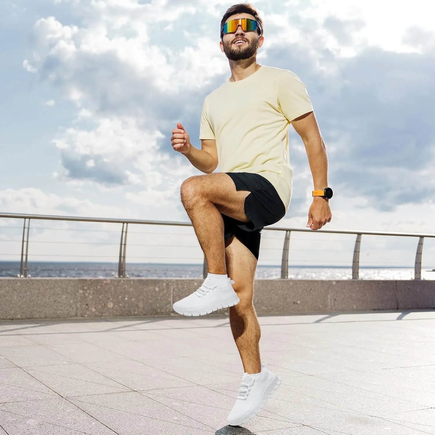 Men Tennis Shoes Running Shoes - Gym Sneakers Shoes Walking Workout Shoes Non Slip Walking Athletic Slip on Breathable Mesh Comfortable Lightweight Casual Fashion Sports Shoes