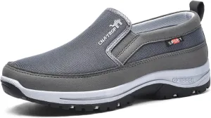 Men's Arch Support Slip-on Canvas Loafers,Outdoor Casual Non Slip Orthopedic Sneakers Flats Walking Boat Shoes (Grey,7.5)