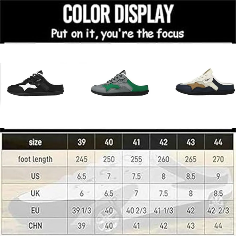 Mens Backless Slip On Sneakers Shoes,Breathable Mesh Sports Soft Sole Non-Slip Beach Heelless Sandals Large Size Men's Casual Slippers