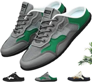 Mens Backless Slip On Sneakers Shoes,Breathable Mesh Sports Soft Sole Non-Slip Beach Heelless Sandals Large Size Men's Casual Slippers