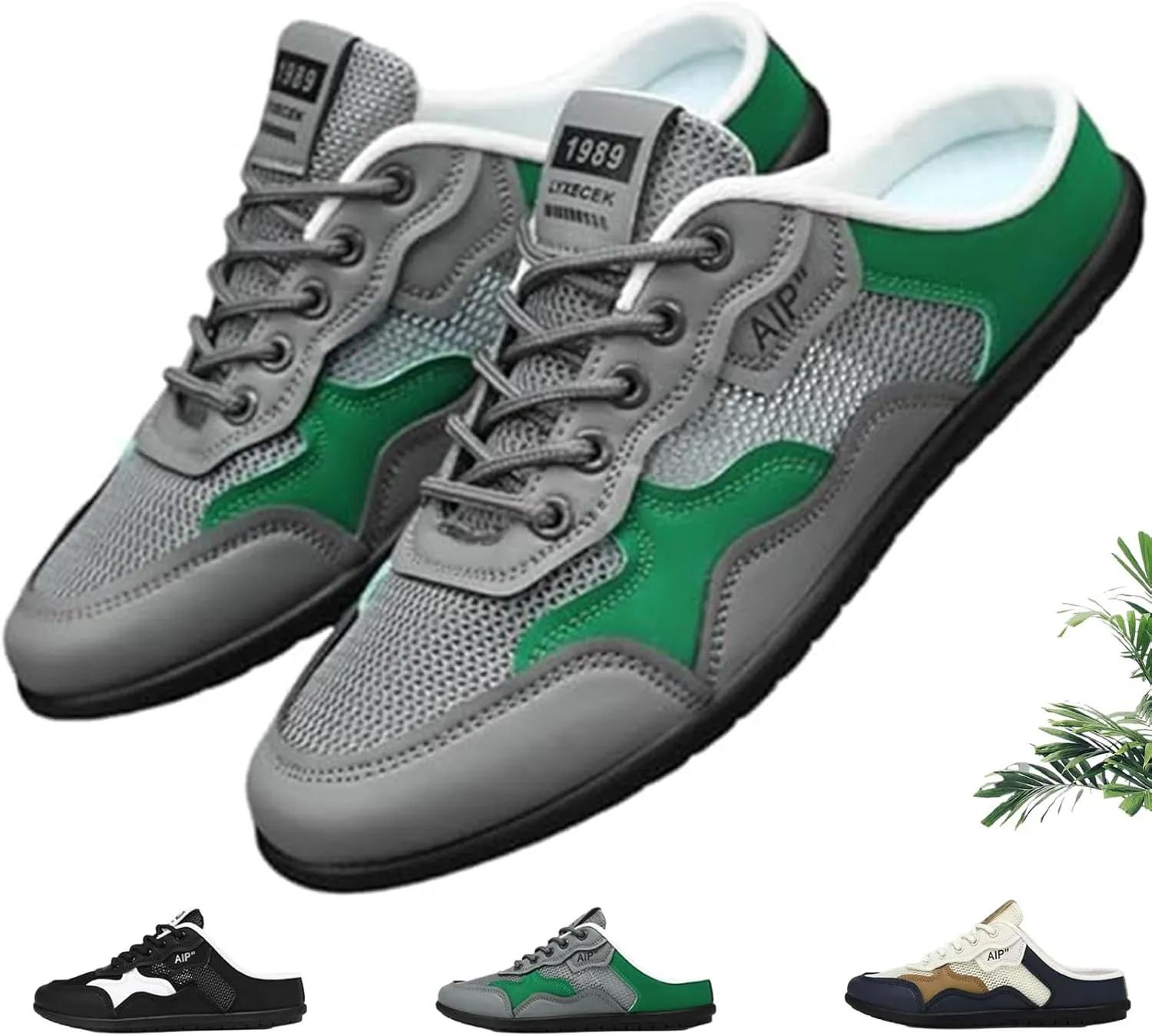 Mens Backless Slip On Sneakers Shoes,Breathable Mesh Sports Soft Sole Non-Slip Beach Heelless Sandals Large Size Men's Casual Slippers