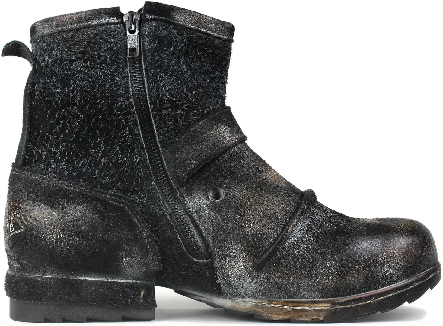 Mens Chukka Biker Cowboy Stylish Motorcycle Combat Hiking Fashion Casual Cowhide Leather Ankle Side Zipper Boots CD-5008-1-BQ-US-R