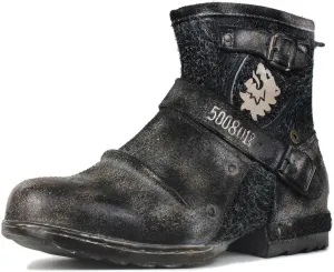 Mens Chukka Biker Cowboy Stylish Motorcycle Combat Hiking Fashion Casual Cowhide Leather Ankle Side Zipper Boots CD-5008-1-BQ-US-R