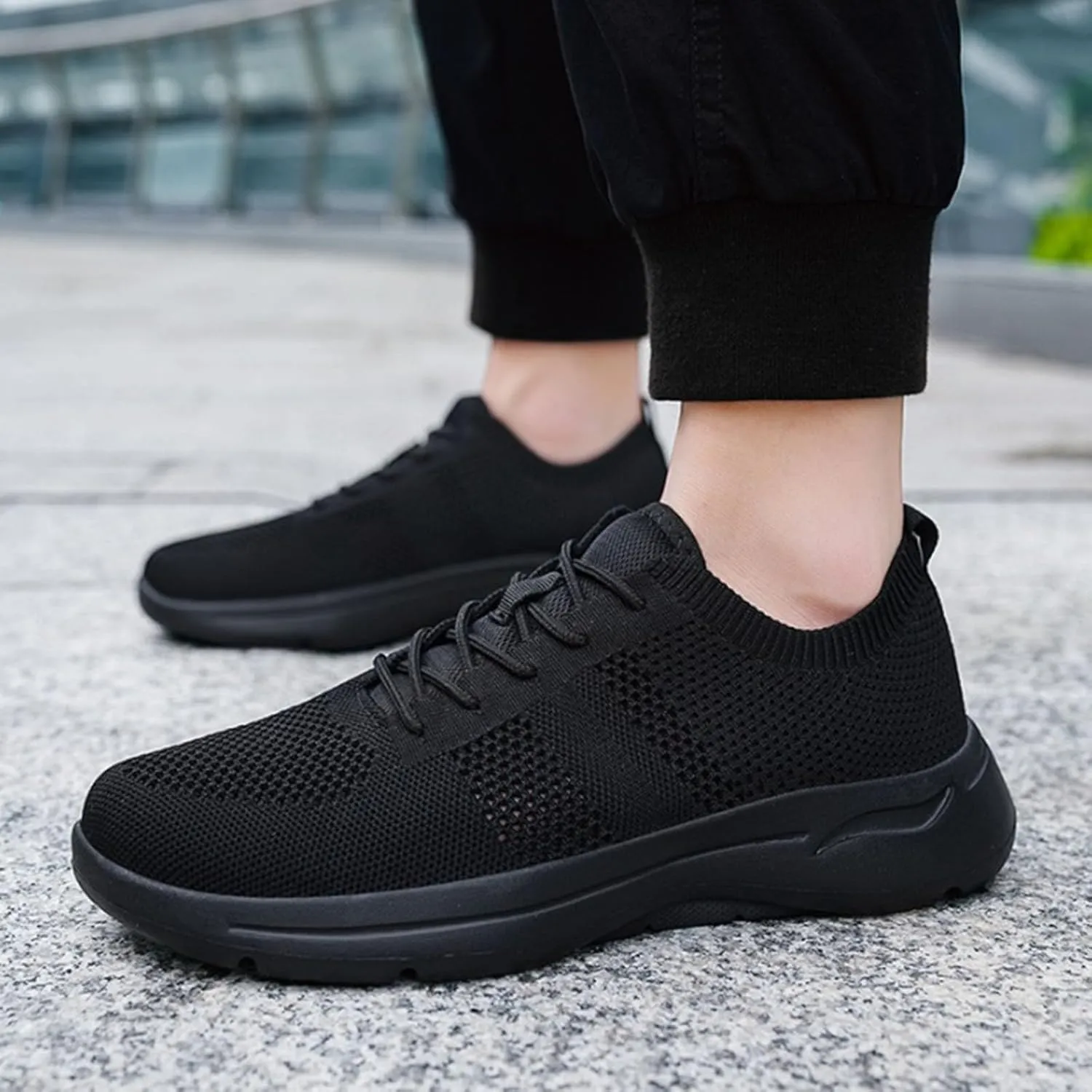 Mens Dress Shoes Casual Oxfords Shoes Knit Lightweight Womens Running Shoes Walking Casual Shoes Trendy Men Shoes Sneakers Black Tennis Shoe Loafers Shoe