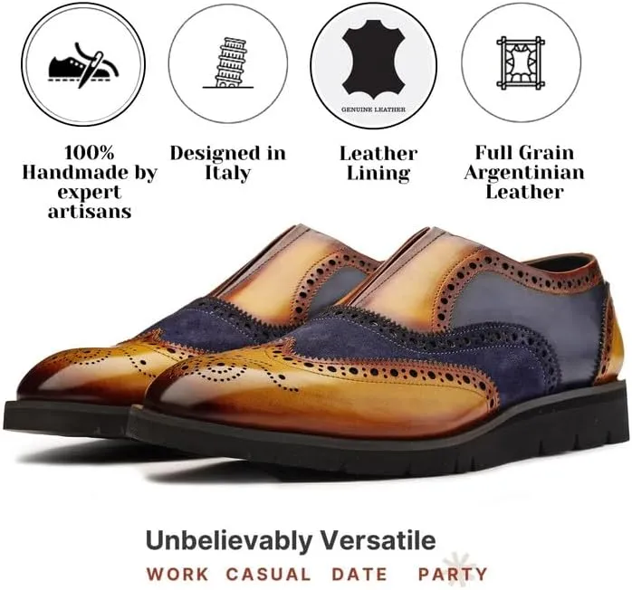 Mens Dress Shoes - Lightweight Handcrafted Full Grain Leather Loafers, Business Casual Shoes, Dress Shoes for Men, AirFlexLite