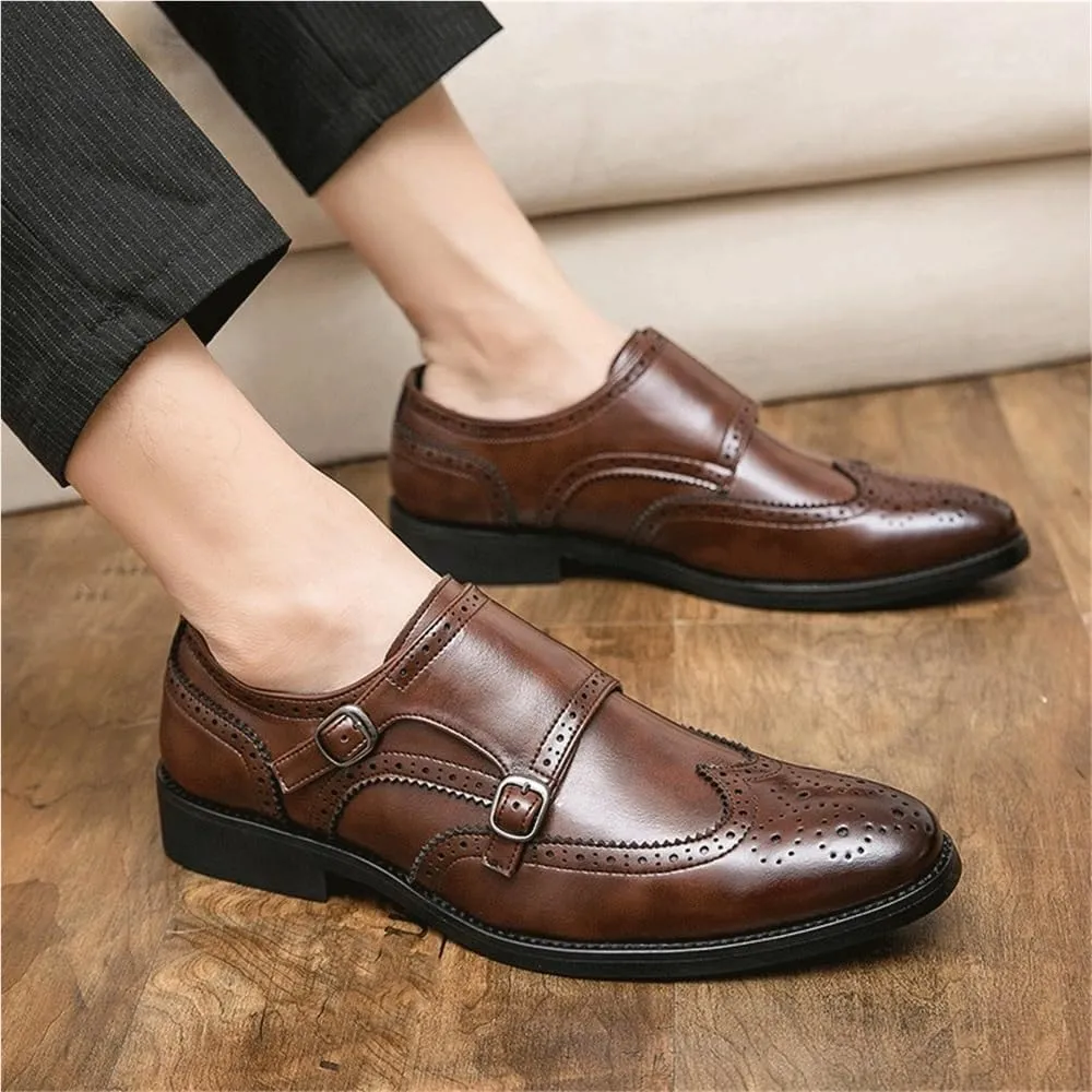 Mens Hasp Leather Oxford Dress Shoes Pointed Toe Slip On Height Increasing Wedding Fashion Loafers