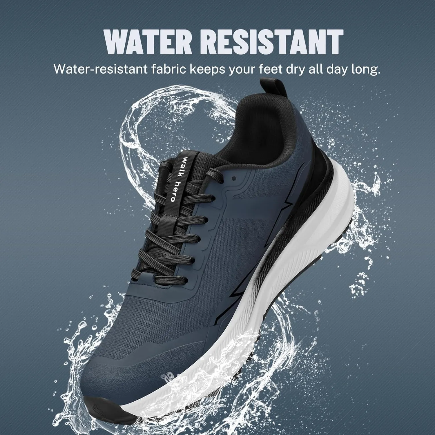 Mens Hiking Shoes for Plantar Fasciitis, Orthopedic Walking Shoes with Arch Support, Lightweight Waterproof Sneakers Wide Toe Box Shoes for Foot & Heel Pain Relief