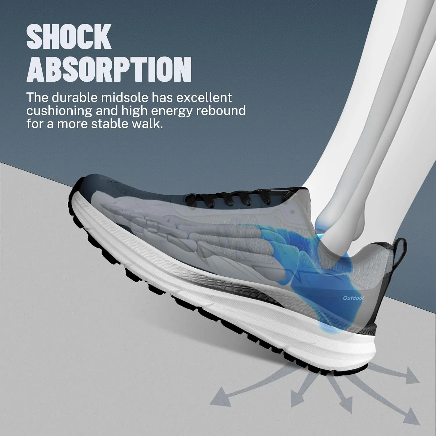 Mens Hiking Shoes for Plantar Fasciitis, Orthopedic Walking Shoes with Arch Support, Lightweight Waterproof Sneakers Wide Toe Box Shoes for Foot & Heel Pain Relief