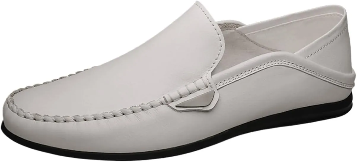 Men's Leather Loafers – Comfortable Slip-On Moccasins with Anti-Slip Sole, Lightweight and Resistant for Prom and Casual Walking